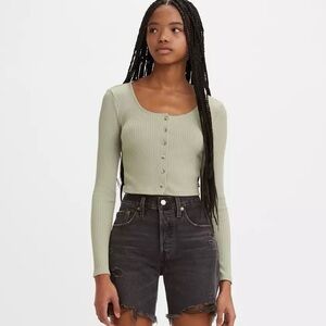 Levi's Ribbed Sage Green The Rach Top size S